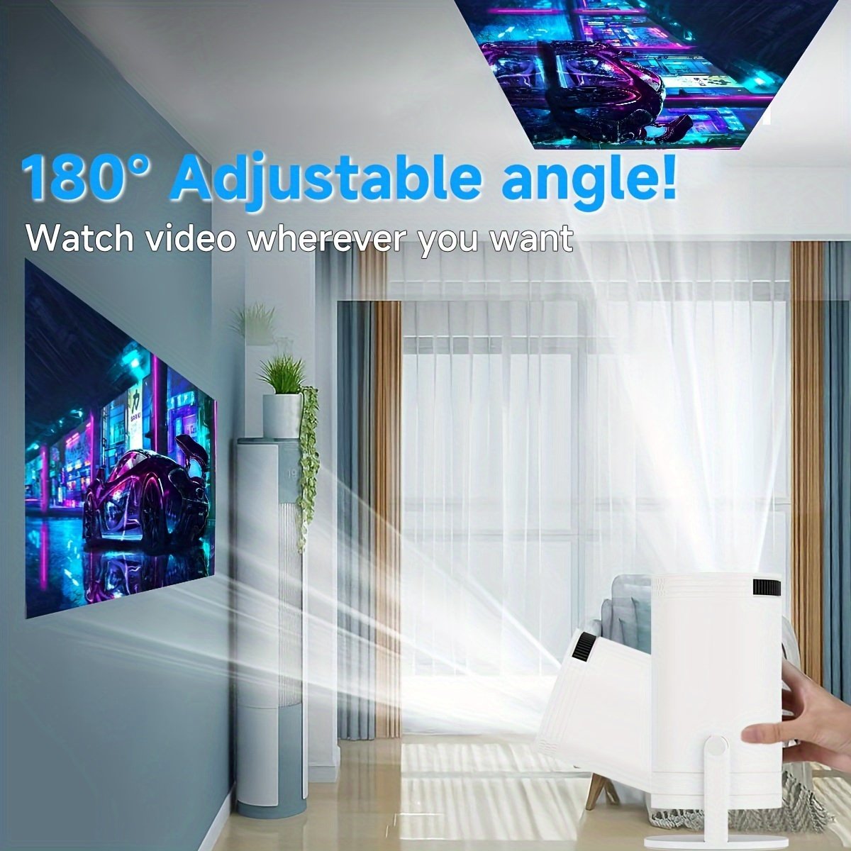 XYA Mini LED Projector Support 1080P video decoding, WiFi6 & Wireless 5.2 Portable Video Projector with Remote Control, 3.3 meter, High brightness, 180° flip, Android OS for Home & Office Use - Image 13