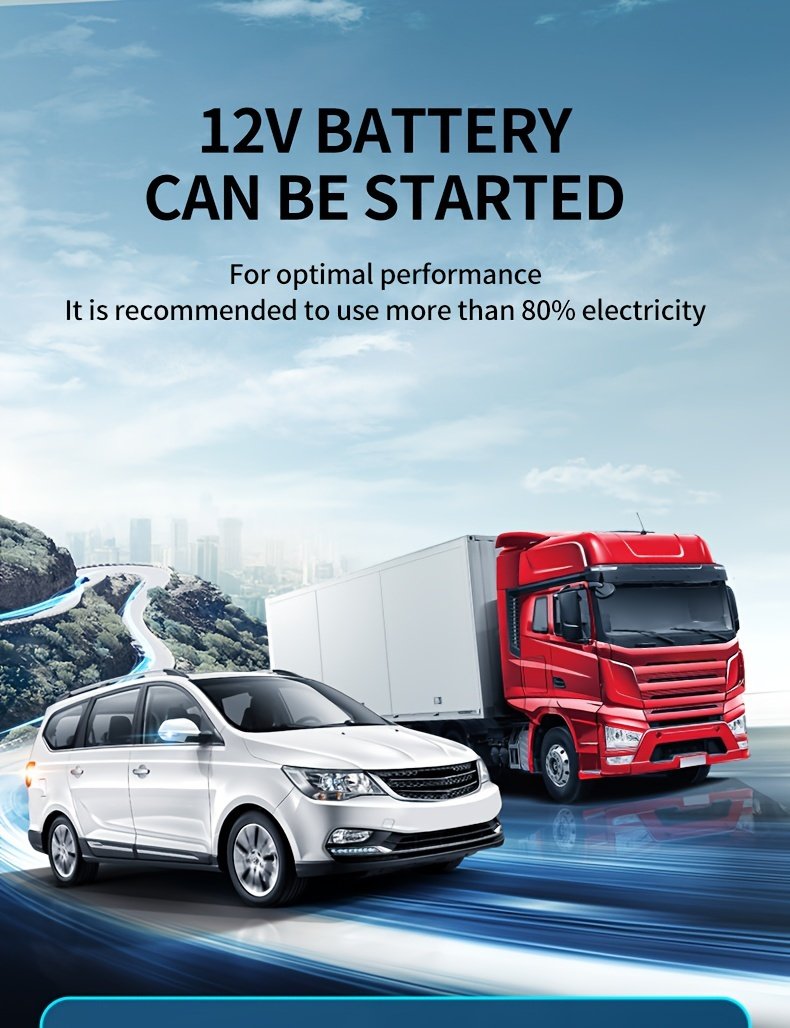 8000mAh Emergency Car Jump Starter Power Bank with Digital Display, Portable USB-C Charging Air Compressor, 12 Safety Protections, Fast Inflation in 10 Seconds, Rechargeable Lithium Polymer Battery for Tire Inflation and Multi-Functional Lighting - Image 14