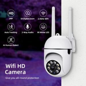 1080P WiFi Security Camera with Night Vision, 355° Two-Way Audio, AI Motion Detection, Color Night Vision, USB Powered, Wall Mountable, Non-Waterproof - Ideal for Home Surveillance
