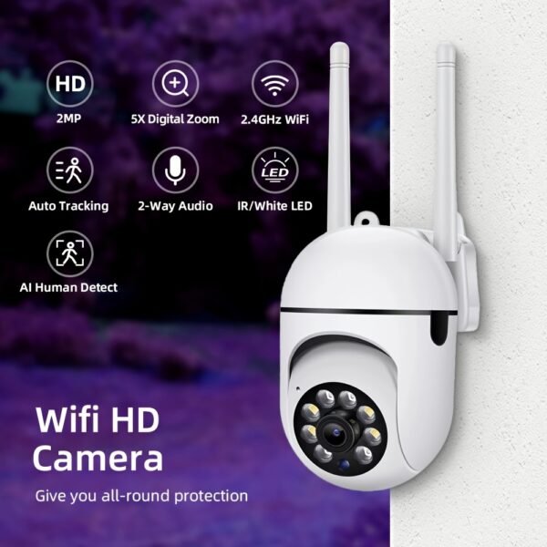 1080P WiFi Security Camera with Night Vision, 355° Two-Way Audio, AI Motion Detection, Color Night Vision, USB Powered, Wall Mountable, Non-Waterproof - Ideal for Home Surveillance