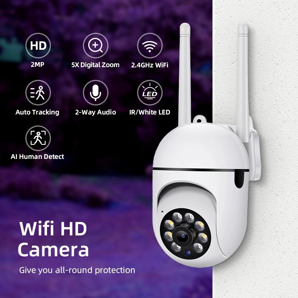 1080P WiFi Security Camera with Night Vision, 355° Two-Way Audio, AI Motion Detection, Color Night Vision, USB Powered, Wall Mountable, Non-Waterproof - Ideal for Home Surveillance