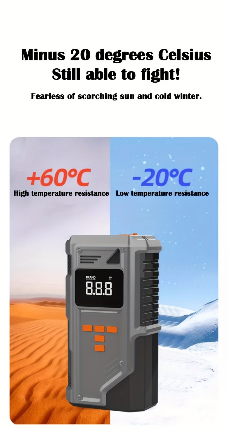 1pc 5-in-1 Car Jump Starter with Air Pump, 150PSI Portable Battery Booster with Digital Tire Inflator, USB Rechargeable Lithium Battery, 8000mAh, for Gasoline Diesel Battery Charging, Multi-Functional All-in-One Machine - Image 11