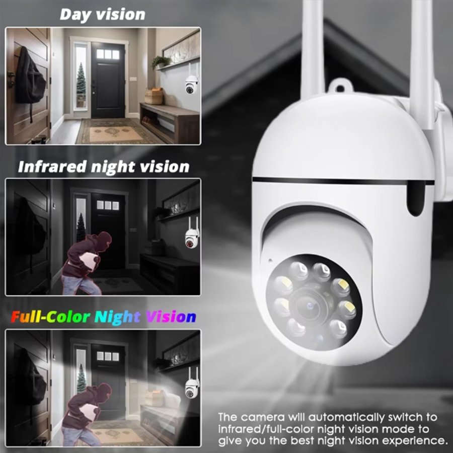 OIMLYO 1080P HD WiFi Security Camera with Full-Color Night Vision, Two-Way Audio, Motion Tracking - Indoor/Outdoor Wireless Cam with Pan/Tilt/Zoom, Remote Viewing via Smartphone, No Battery Needed, Wireless Outdoor Security Camera - Image 7