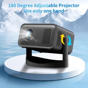ZRZTM Projector - Ultra HD 4K decoding support 1080P, built-in Android, lightweight and portable, 360° adjustable viewing view, wireless wifi autofocus/keystone correction HDTV home theater experience