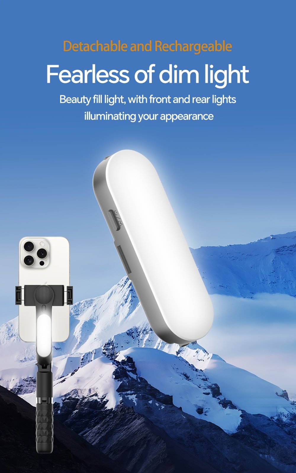 1pc Desiontal A6 1-Axis Handheld Gimbal Stabilizer with Wireless Remote, LED Beauty Light, Tripod Mount, Retractable Folding Selfie Stick for iPhone/Android - USB Charging, ≤36V, 400mAh Lithium Polymer Battery, ABS Material - Image 11