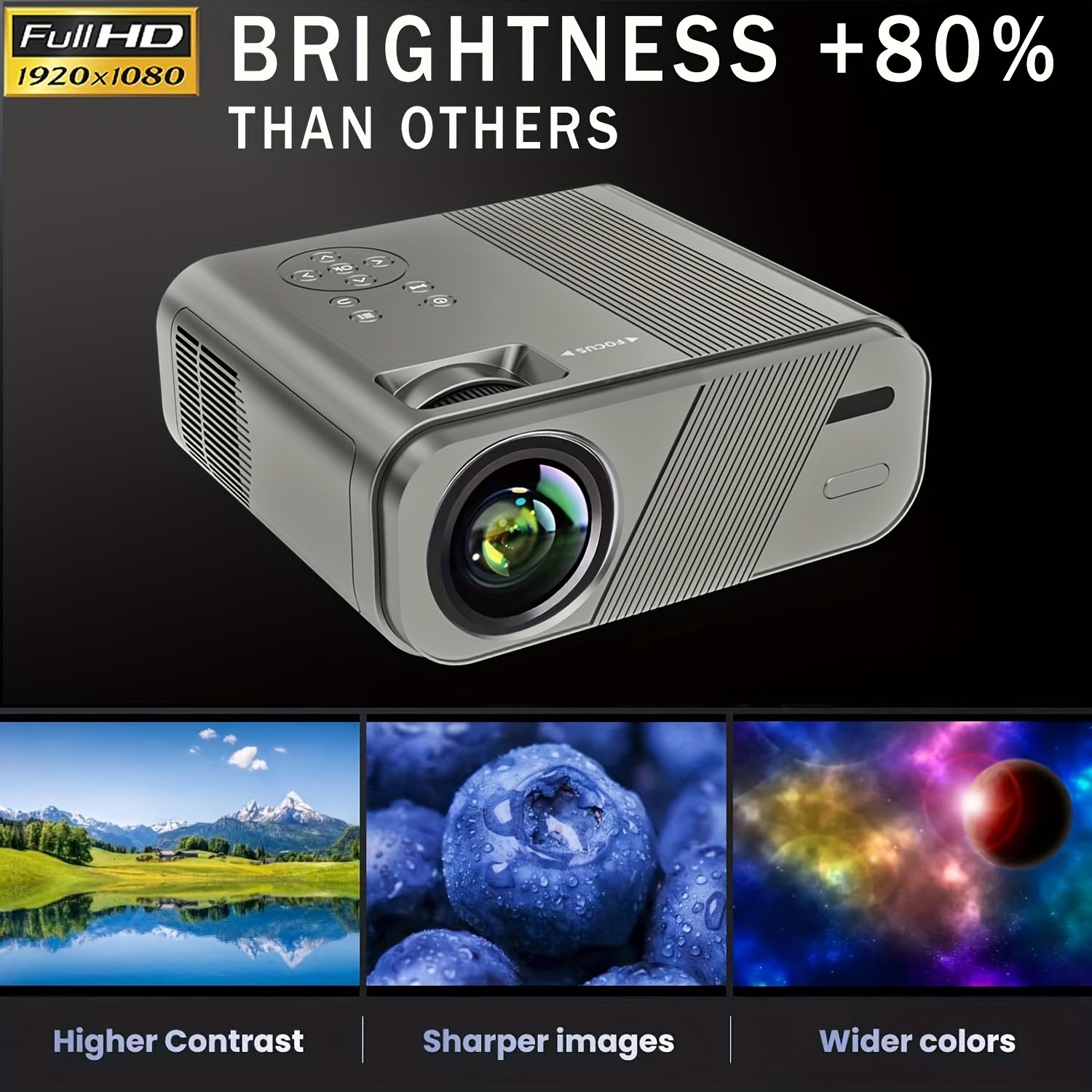 VEXY Full HD 1080P Portable Projector with Wi-Fi and BT 5G, Table Mount Home Theater, LCD Display, 3000+ Lumen, 16:9 Aspect Ratio, Remote Control, Wireless Connectivity, Compatible with HDTV, USB, IOS, Android, European Two-pin Plug, 220-240V Power Supply - Image 8