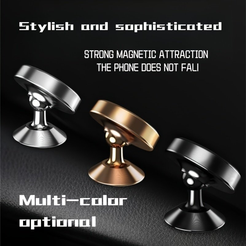 Universal Aluminum Alloy Car Phone Holder, 360 Degree Rotation, Strong Magnetic Mount, Durable Auto Dashboard Accessory - Image 3