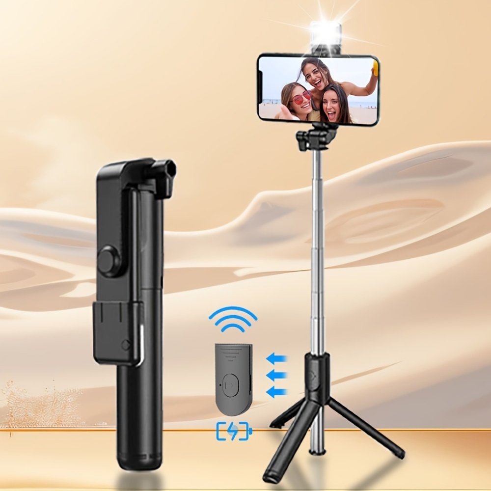 Wireless Selfie Stick Tripod with Integrated Light and Remote Control, 360 Degree Rotating, ABS Material, Rechargeable Lithium Polymer Battery, with USB Charging, for Video and Photography, ≤36V Portable Smartphone Stand - Image 3