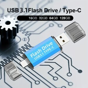 Lansten Dual OTG USB C Flash Drive - 16GB/32GB/64GB/128GB USB 3.1 High Speed Thumb Drive up to 90MB/s - 2-in-1 USB Type-C Memory Stick for Smartphones, Tablets, MacBooks, Car Audio & More