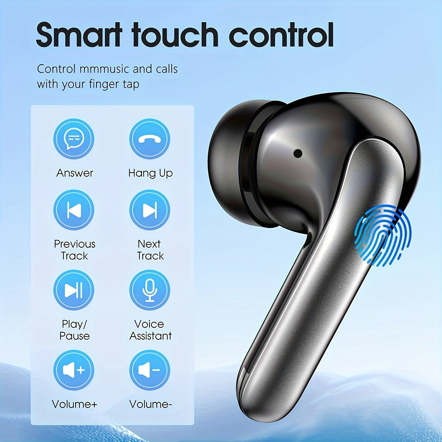 Wireless Headphones, Wireless 5.3 Headphones, 13mm Speaker, 30H Playtime, Type-C Fast Charging Box, Stereo Wireless In-Ear Headphones, Suitable for iPhone and for Android In-Ear Headphones, Gaming Business Sports Headphones with Microphone. with digital d - Image 2