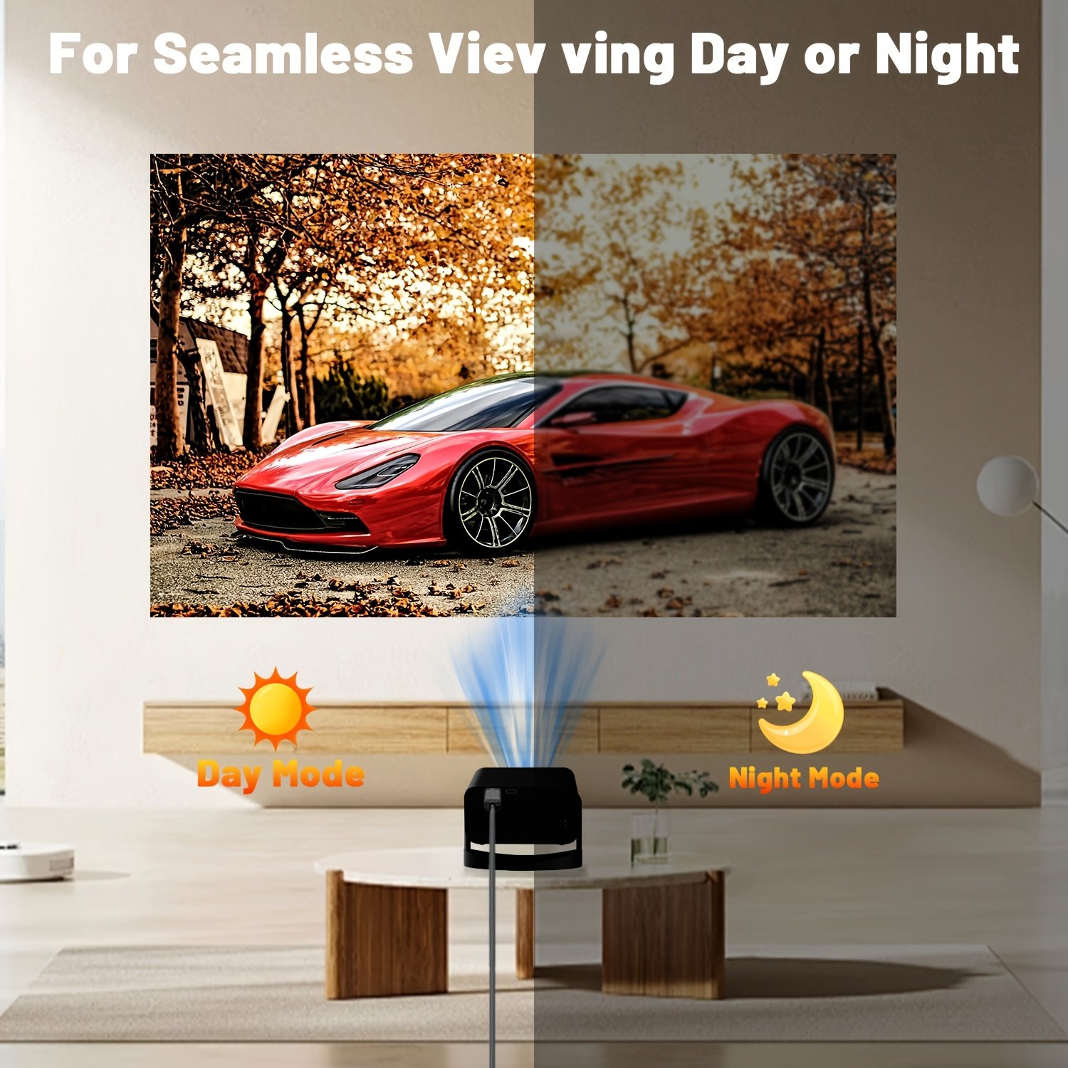 Full HD Smart Projector, Android, 5G WiFi Wireless Movie Projector, Projector Home Theater, Home Theater Projector, Projector Screen, Room Projector Connect to Mobile Phone 5G Sync, Compatible with - Image 8