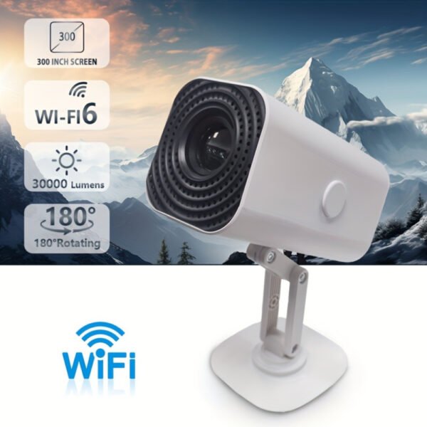 Portable Extendable Mini Projector, 4K 1080P Full HD LCD Screen, with Wi-Fi, 300-Inch Display, 30,000 Lumens, 180° Rotating, Table Mount, Remote Control, 16:9 Aspect Ratio, for Office, Party, Teaching, Suitable for Ages 14+, Ideal Christmas Gift - Image 7