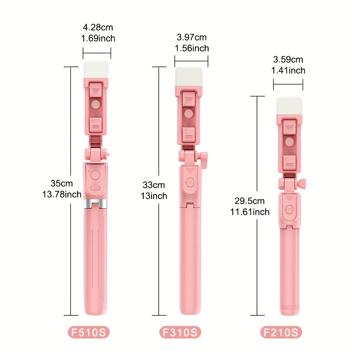 Wireless Selfie Stick Tripod, Pink Multi-Size with Beauty Light, 360° Rotating, Portable Remote Control Handheld Live Streaming Stand, Anti-Shake Gimbal Stabilizer, Battery Powered (Button Battery, ≤36V) - Image 11