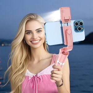 Mobile phone selfie stick tripod, retractable selfie stick integrated smartphone tripod with wireless remote control 360° rotation, new integrated mobile phone extension with fill light selfie stick shooter travel portable photo artifact dedicated live br