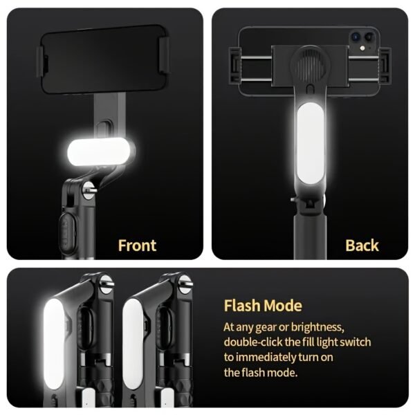 1pc Desiontal A6 1-Axis Handheld Gimbal Stabilizer with Wireless Remote, LED Beauty Light, Tripod Mount, Retractable Folding Selfie Stick for iPhone/Android - USB Charging, ≤36V, 400mAh Lithium Polymer Battery, ABS Material - Image 7