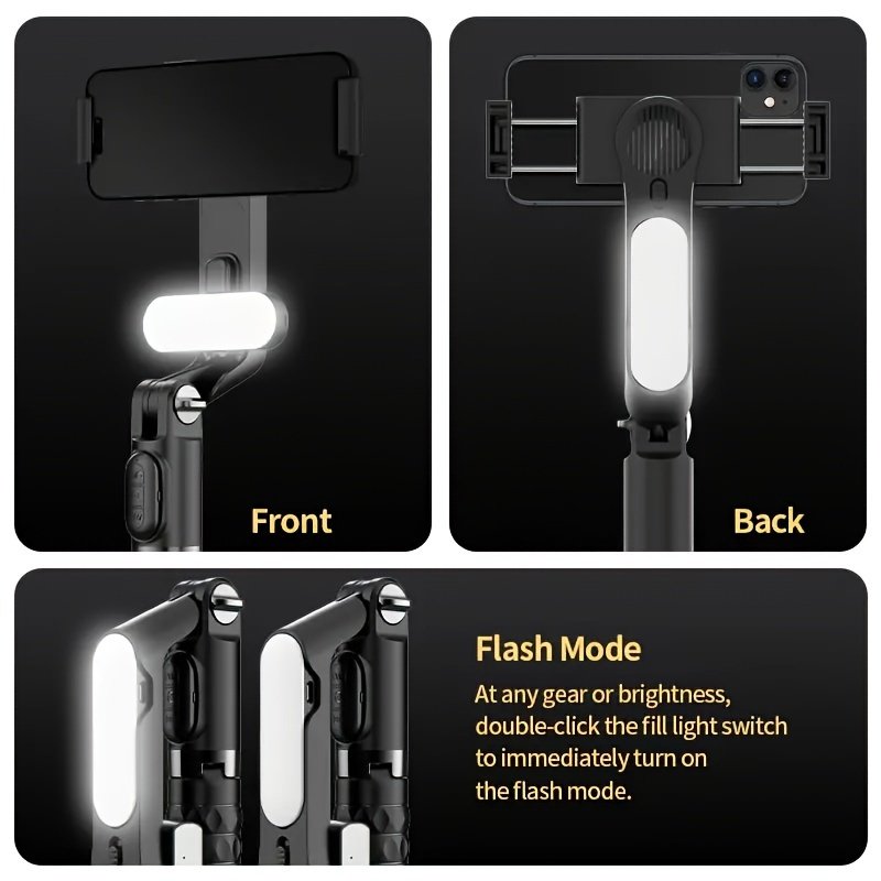 1pc Desiontal A6 1-Axis Handheld Gimbal Stabilizer with Wireless Remote, LED Beauty Light, Tripod Mount, Retractable Folding Selfie Stick for iPhone/Android - USB Charging, ≤36V, 400mAh Lithium Polymer Battery, ABS Material - Image 7