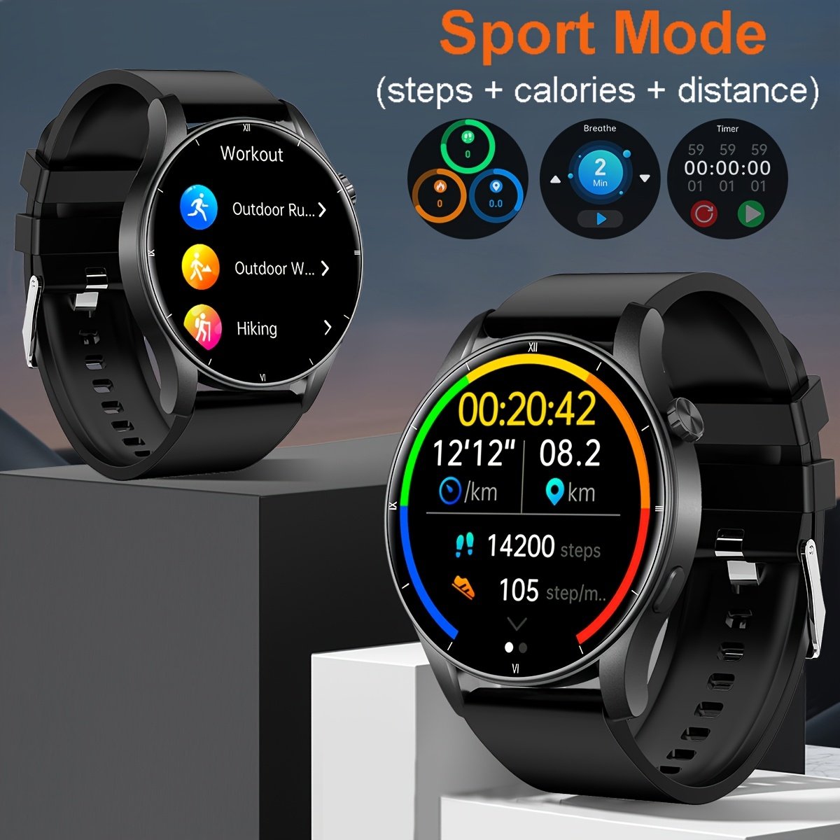 1pc V25Z Smart Watch with Call Function, Pedometer, Calorie Counter, Compatible with Android & iPhone, Wireless 5.3, USB Charging, 3.53cm TFT Screen, 360p Resolution, 90% Screen Ratio, AB5681G Chip, Rechargeable Lithium Polymer Battery, Plastic Body, Sili - Image 2