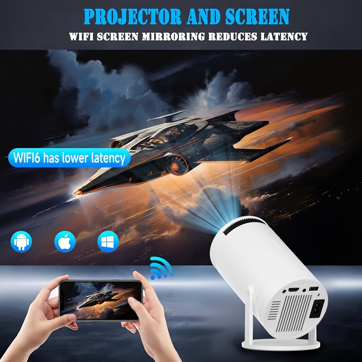 XYA 4K Smart Projector, Eu Plug (White), XYA - Image 3
