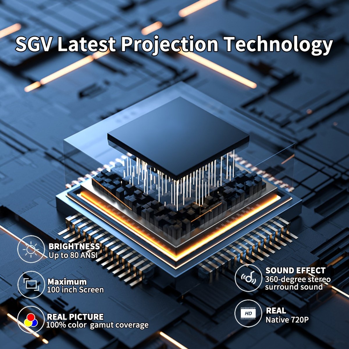 XYA 1080P Portable Projector, 4K Support, 5G WiFi BT5.2, Built-in Android 11.0, 18000Lumen, 3.3meter Display, Home Theater, Table Mount, Remote Control, 16:9 Aspect Ratio, LCD, USB/AV Connectivity, European Standard Plug, 220-240V, for Smartphone/Tablet/L - Image 9