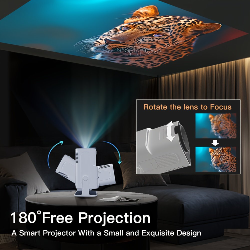 1pc HY320 Smart Mini Projector, 1080P Full HD LCD Display, 4K Decoding, 180° Adjustable Stand, Auto Keystone, Wireless & Wired Connection, Android 11, 110V/220V, Internet-Ready, No Battery, European Plug - Image 6