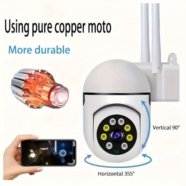 2pcs Safety Camera High Definition 1080P WiFi Surveillance Camera - Wall Mount, Night Vision Function, App Control, Audio and Motion Alarm, Color Display, USB Powered, Wi-Fi Connection, 355° Horizontal Rotation and 90° Vertical Rotation, Indoor Home Secur - Image 7