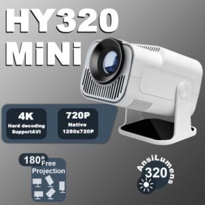 HY320Mini 720P 4K Home Projector 320ANSI Dual band Wifi6 Wireless 5.0 Cinema Outdoor Portable 180 ° Rotating Projector