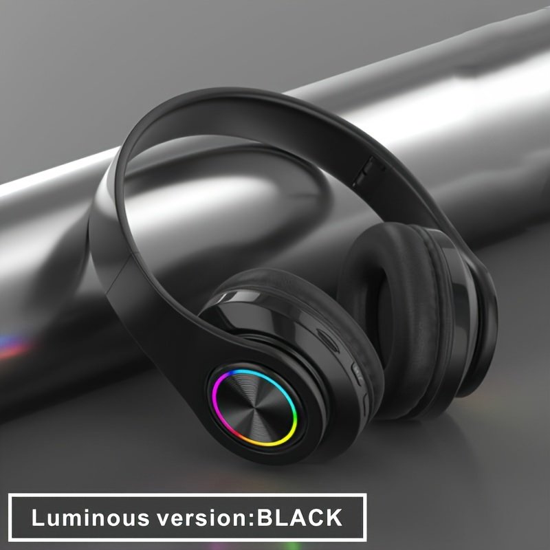 Wireless earphones, multi-color LED lights, comfortable foldable earphones, for tablet/PC/phone/birthday/Christmas/travel gifts. Popular wireless earphones, head mounted wireless earphones, and foldable earbuds. - Image 11