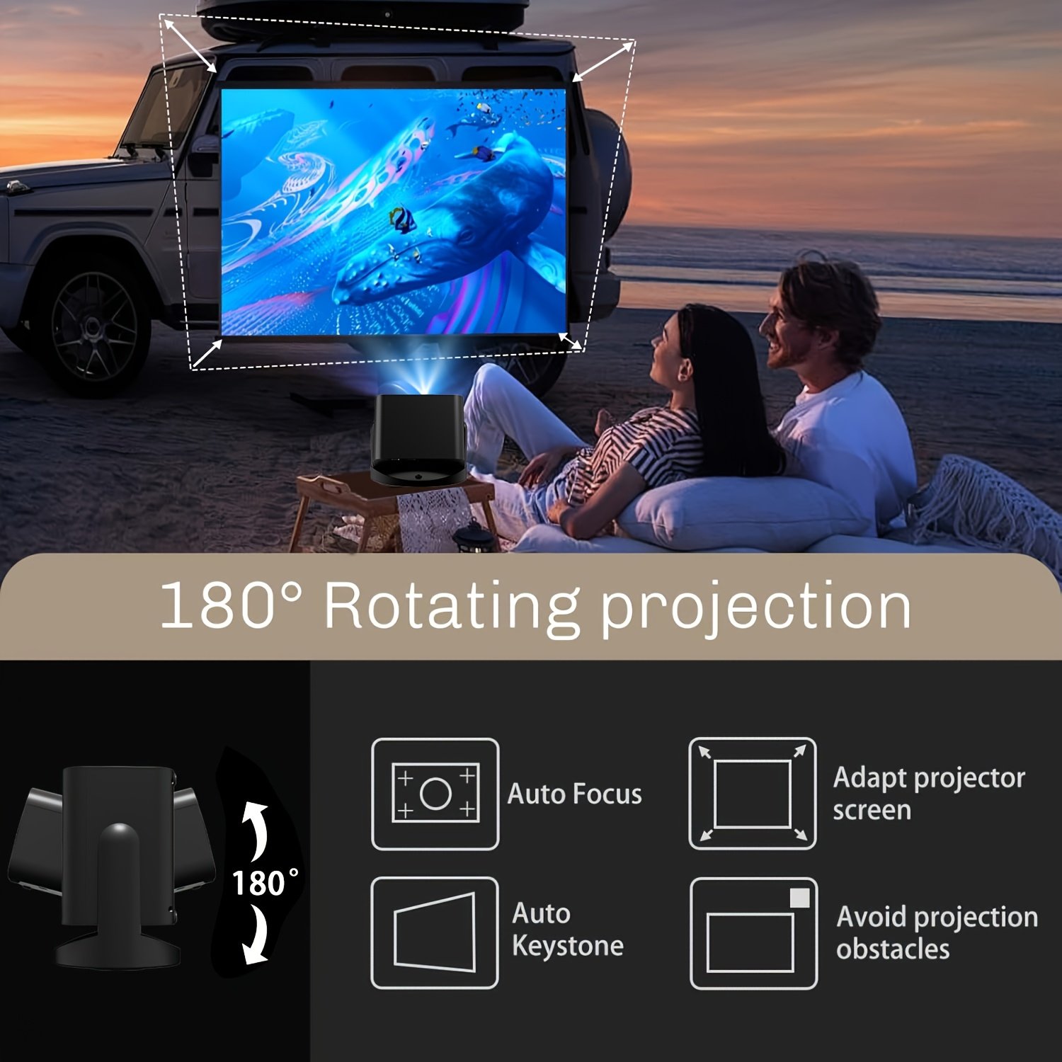 4K Home Theater Projector with Dual WiFi, WiFi6, 200ANSI, HD 1280x720P, Wireless 5.0, Auto Correction, Mali-G312 GPU, Allwinner H713 Processor - Ideal for Movie Nights and Gaming - Image 4