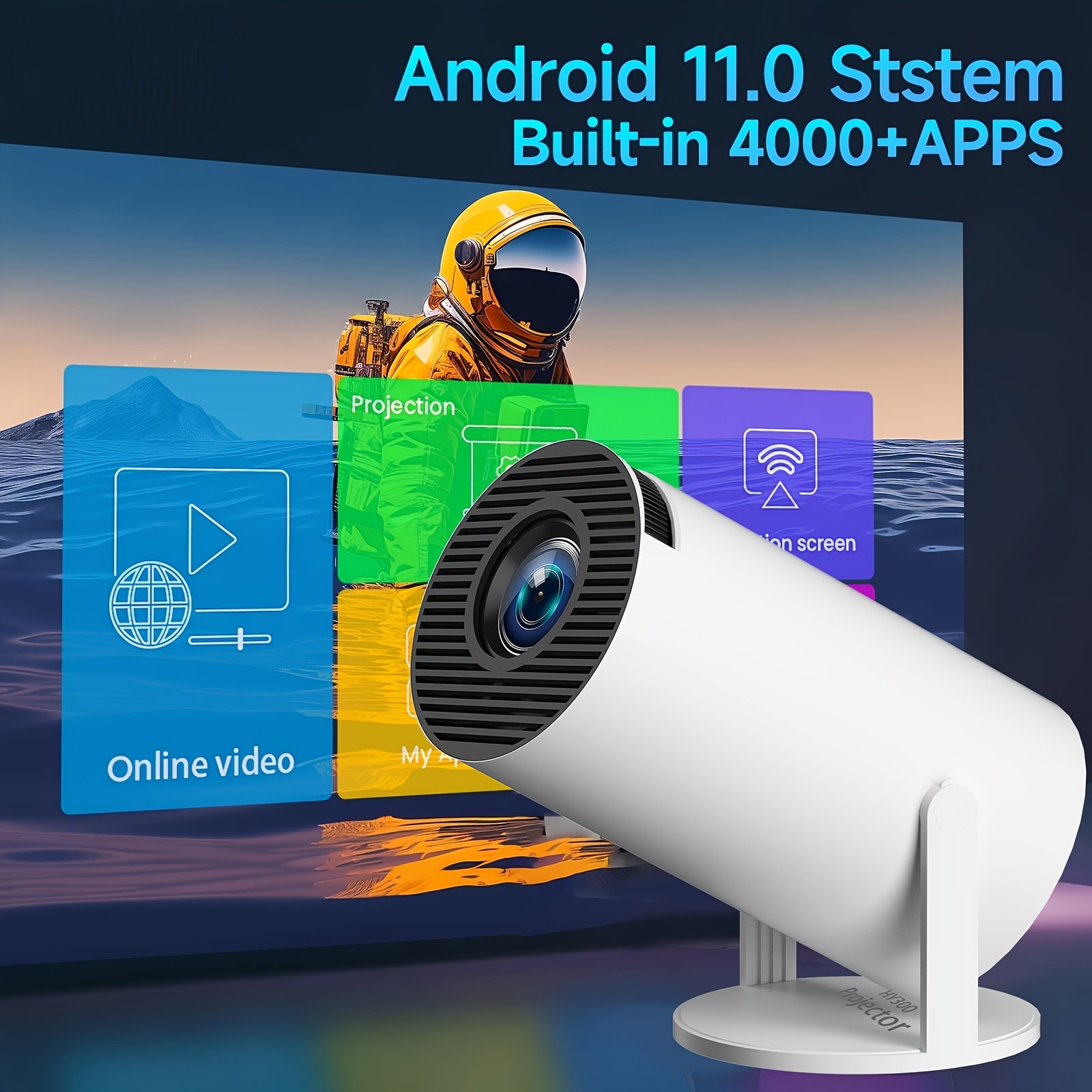 The TUOGTCI Upgraded Version of The Portable 4K HD Projector Has a Lifespan of 30,000 Hours, Features Smart Automatic Keystone Correction, 200 ANSI Brightness, Runs on Android 11, Supports Wifi 6, And Is Compatible with HD USB for Automatic Calibration. - Image 9