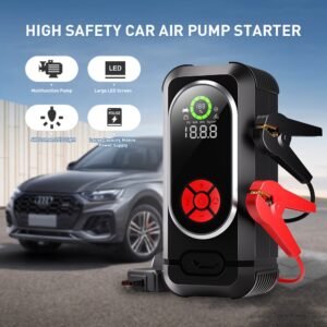 4000A Portable Car Jump Starter & Air Compressor - 150PSI, USB Rechargeable with 400LUMEN Flashlight, Digital Tire Inflator for Gas/Diesel Cars up to 10.0L/8.0L