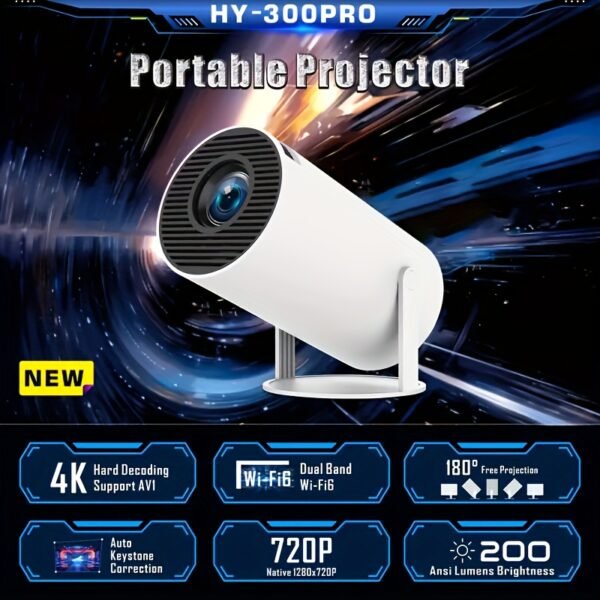 W WUDUNG HY300 PRO Portable Mini Projector 4K Androi 11-1080p*720P Portable Wireless Home Theater 180° Projection Angle Adjustable. - Image 5