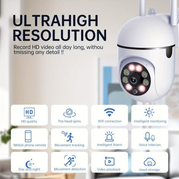 HD Wireless Home Security Camera - Full Color Night Vision, Human Detection & Alerts, 24/7 Monitoring, Wi-Fi Enabled, USB Powered, Indoor, Mobile Detection, Connection Anytime And Anywhere - Image 9