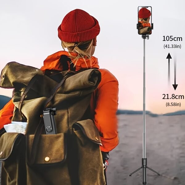 Versatile 3-in-1 Mobile Phone Selfie Stick Tripod with 360° Rotation - Ideal for Photography, Vlogging & Live Streaming | Compact, Lightweight & Travel-Friendly with Wireless Remote, Anti-Shake Feature, Compatible with All Smartphones, Selfie Stick for Ph - Image 4
