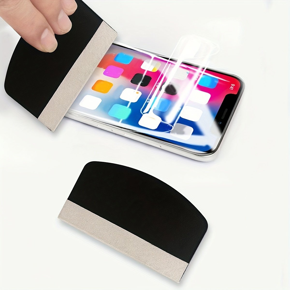 Phone Screen Protector Tool: Bubble Remover, Plastic Scraper, Soft Pusher for Large Universal Plastic Backing, Non-Battery Included