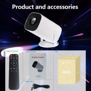 YLEEGS Mini Projector, 250 ANSI Lumens, 4K Support, Android 12, Table Mount, 3D Ready, LCD Display, USB/Wi-Fi 6/5.0 Connectivity, 16:9 Aspect Ratio, 1280x720 Native Resolution, Tabletop Cinema Projector with Remote Control, European Standard Plug
