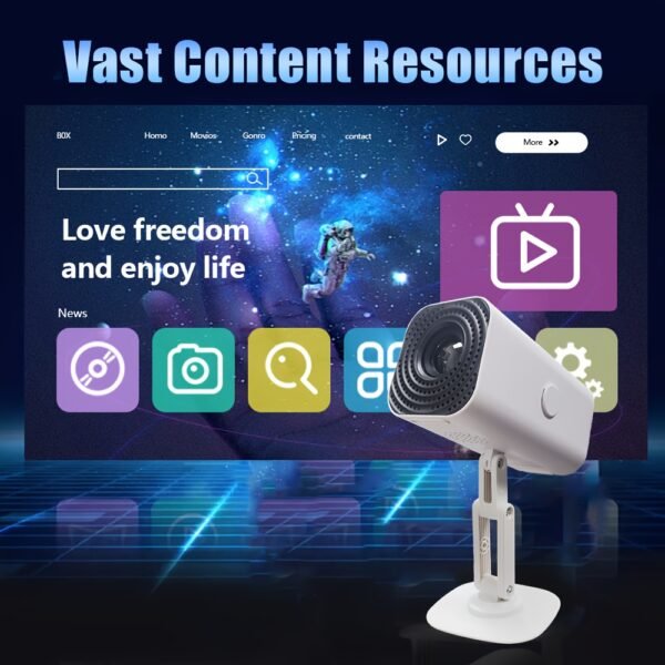 Portable Extendable Mini Projector, 4K 1080P Full HD LCD Screen, with Wi-Fi, 300-Inch Display, 30,000 Lumens, 180° Rotating, Table Mount, Remote Control, 16:9 Aspect Ratio, for Office, Party, Teaching, Suitable for Ages 14+, Ideal Christmas Gift - Image 12