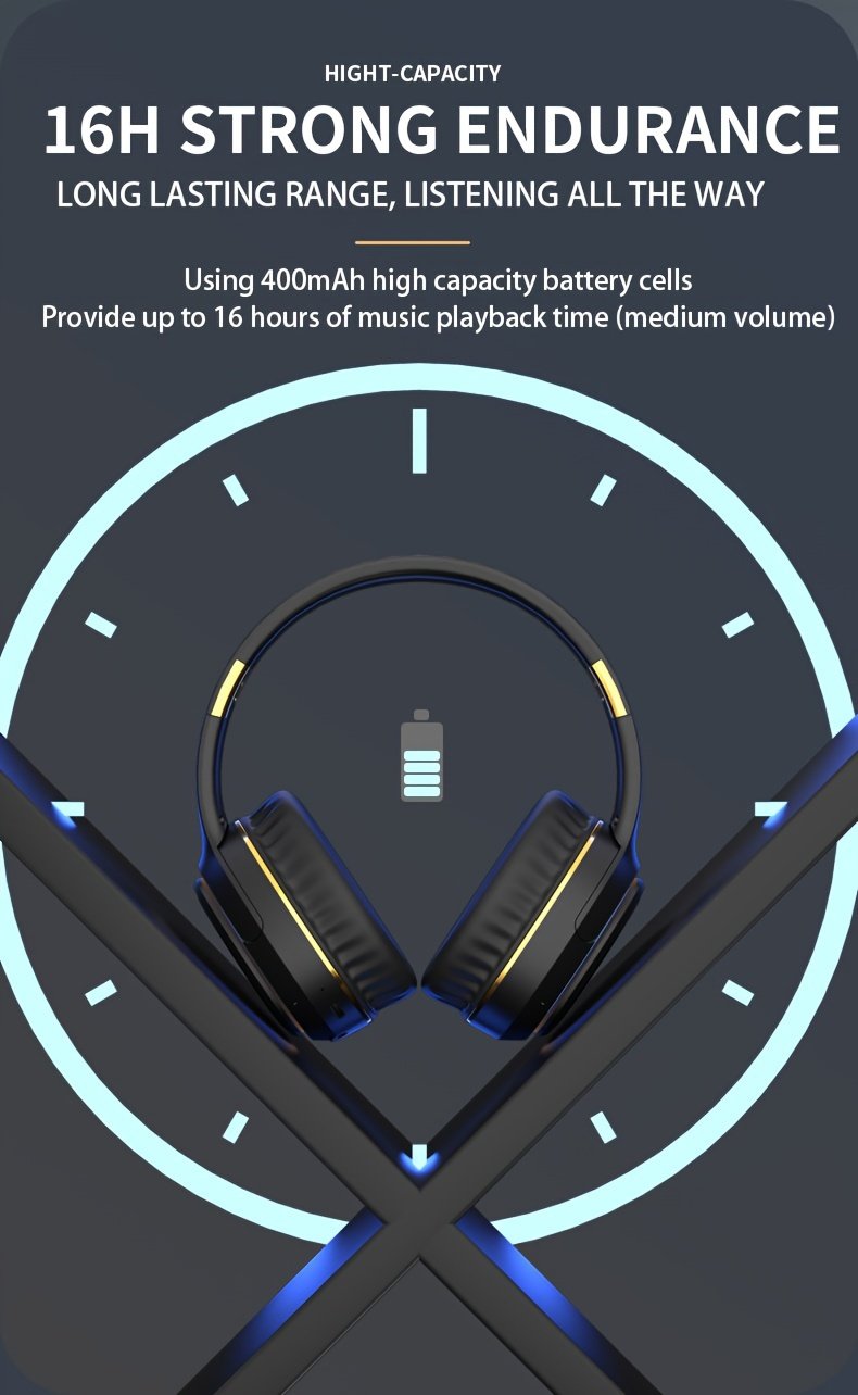 Ultra-large Capacity 400 MAh Wireless Headphones With Ambient Lighting, HIFI Sound Effects, Music All Day Long, 5.3 Chip, Low Latency, High-quality Headphones, Suitable For Travel, Business, Music, Gifts, Work, Phone Calls - Image 18