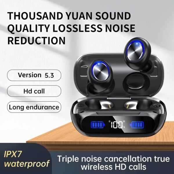 200-Hour Playtime Wireless Earbuds with 1400mAh Charging Case - HD Calls, Deep Bass, ENC Noise Cancellation, IPX7 Waterproof, Touch Control for Running & Workouts, Earbuds Wireless - Image 2
