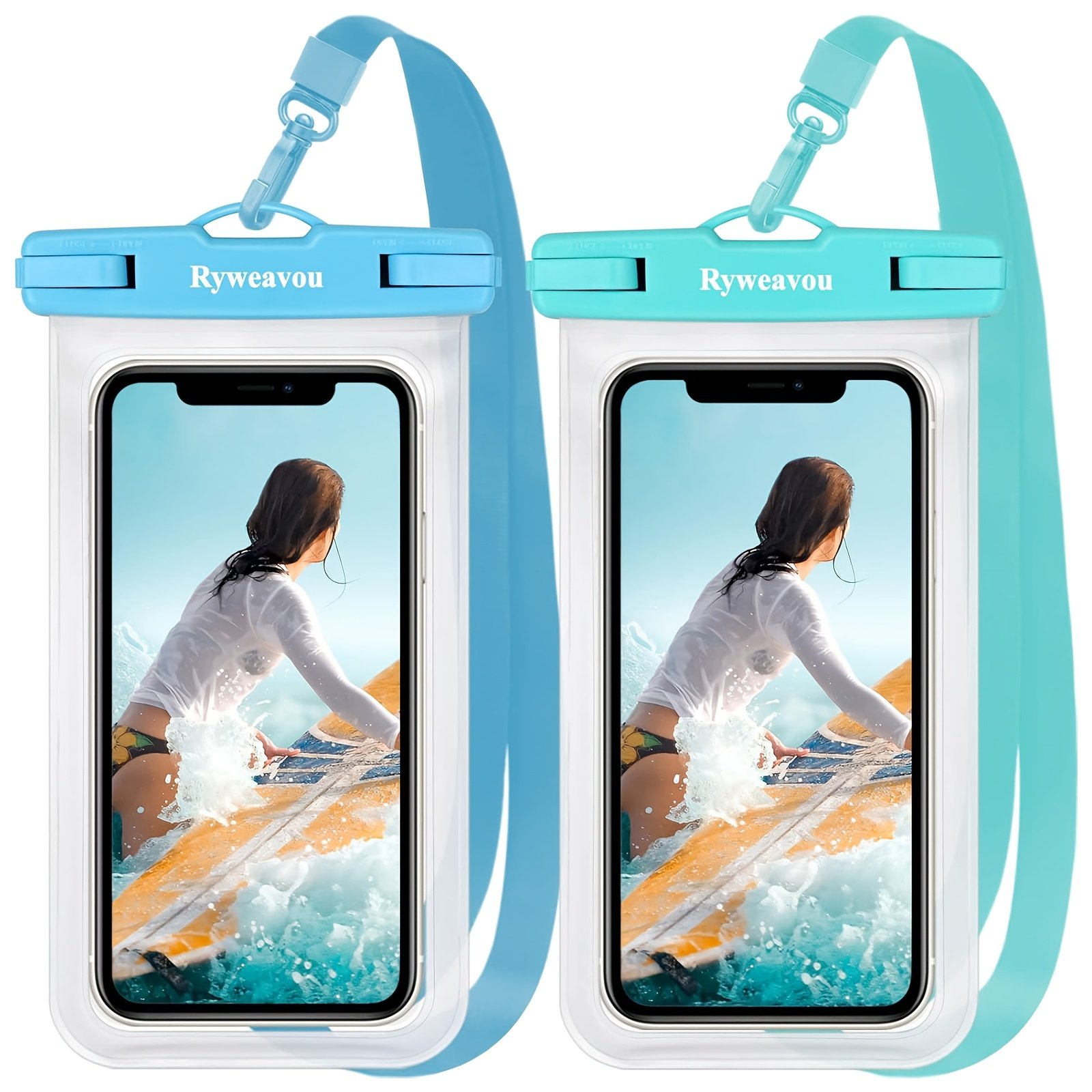 Ryweavou 2-Pack 7-Inch Waterproof Phone Pouch, PVC Dry Bag for iPhone 16 Pro/15/14/13/12/11 Pro Max/XS Plus/Galaxy, Completely Waterproof for Diving, Swimming, Snorkeling, Beach Activities - Black - Image 6