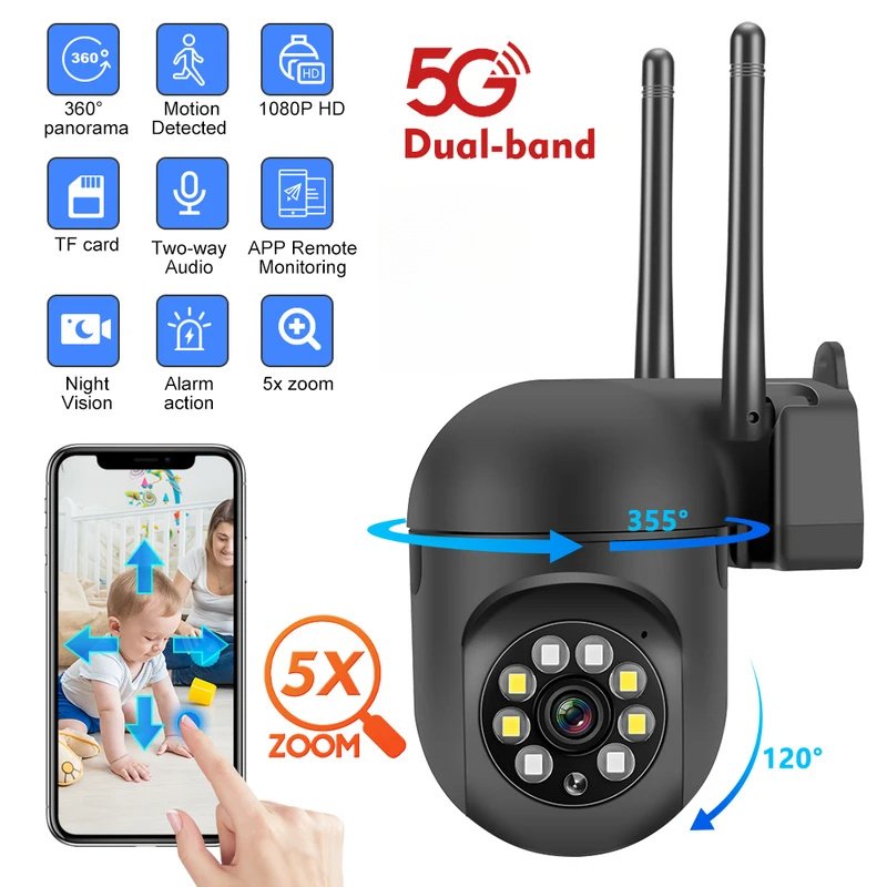 1pc WJG 1080P HD Outdoor Security Camera - Rotatable, Night Vision, Motion Detection, Two-Way Audio, WiFi & 5G Dual-Band, Panoramic 360° Viewing Angle, USB Powered for Home, Office, Store Surveillance, Security Cameras for Home - Image 4