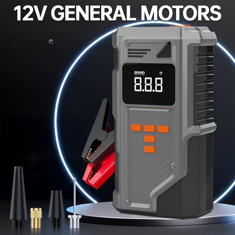 1pc 5-in-1 Car Jump Starter with Air Pump, 150PSI Portable Battery Booster with Digital Tire Inflator, USB Rechargeable Lithium Battery, 8000mAh, for Gasoline Diesel Battery Charging, Multi-Functional All-in-One Machine