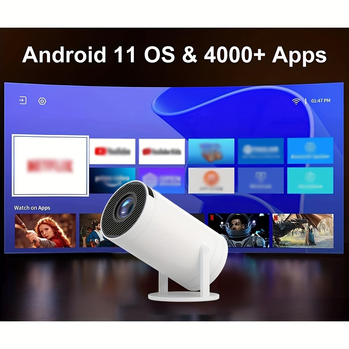 XYA 4K Smart Projector, Eu Plug (White), XYA - Image 10