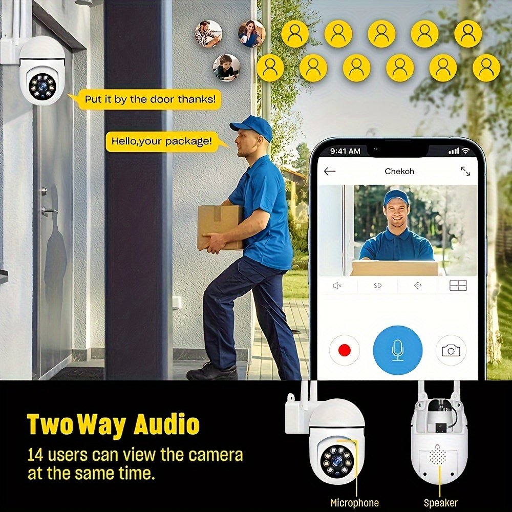 1pc of Wireless 1080P HD Wifi Security Camera, Color Night Vision, Two-Way Audio, 360-Degree Pan/Tilt/Zoom, Motion Tracking And Detection, Suitable for Home Security, Spotlight And Alarm. - Image 8
