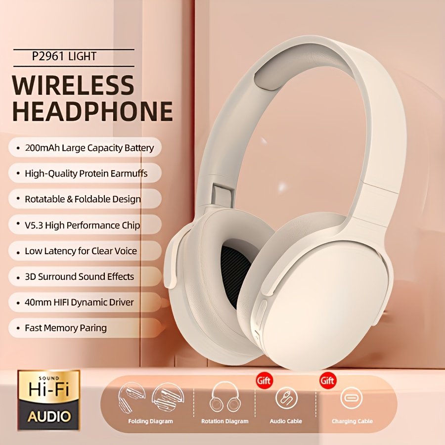 Versatile Wireless Earphones with 3.5mm AUX - Foldable, Comfort-Fit Design for DJs, Tablets, PCs, TVs & Travel | Wireless Connectivity, Volume Control - Image 3