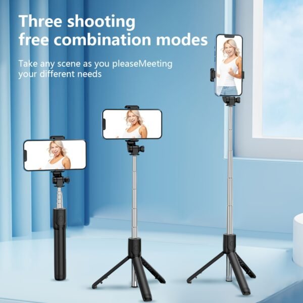 1pc 360° Rotatable Wireless Selfie Stick Tripod, Panoramic Smartphone Stand for Travel, Outdoors, Live Streaming & Video Recording, Plastic, Battery Powered, Non-rechargeable Button Battery, ≤36V - Image 13