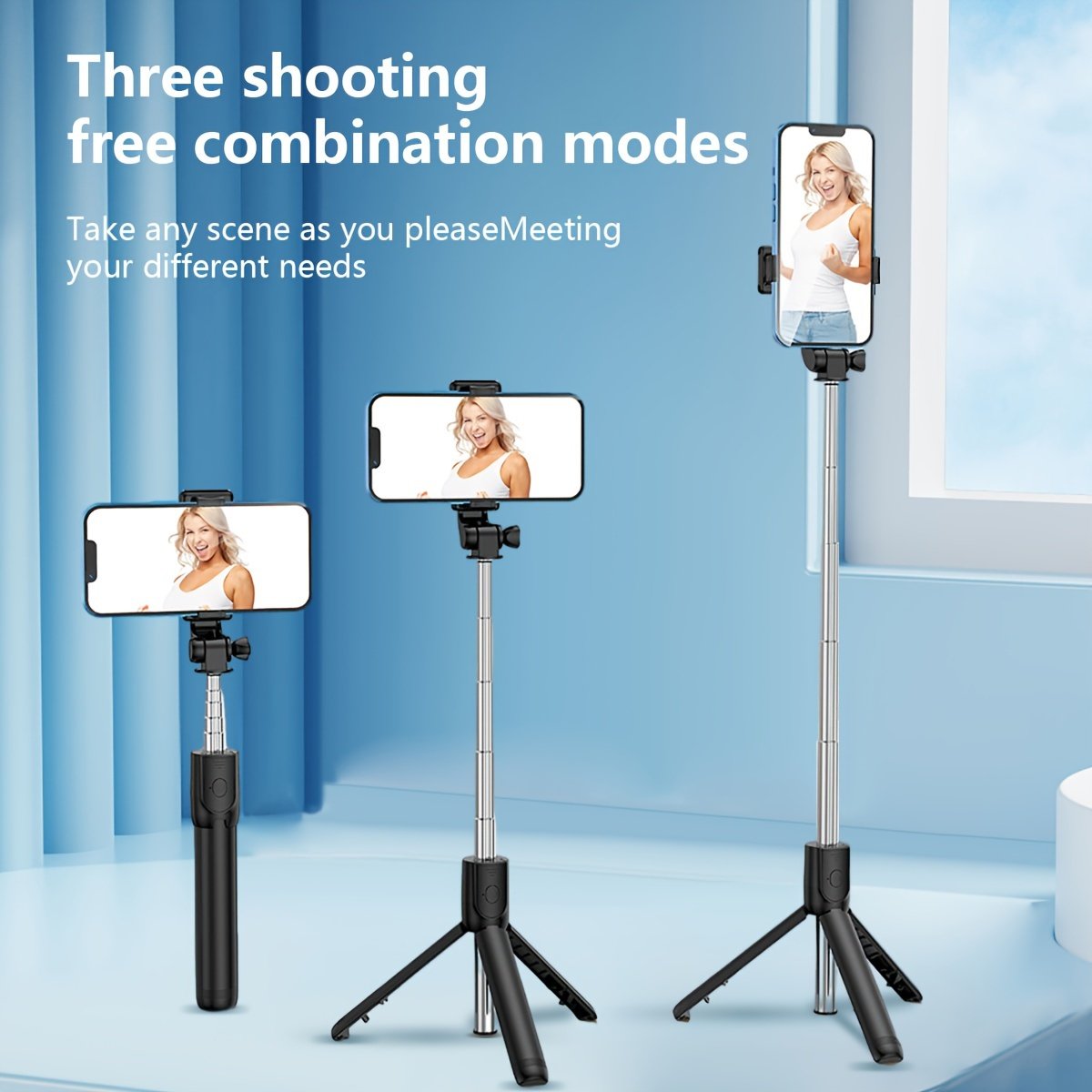 1pc 360° Rotatable Wireless Selfie Stick Tripod, Panoramic Smartphone Stand for Travel, Outdoors, Live Streaming & Video Recording, Plastic, Battery Powered, Non-rechargeable Button Battery, ≤36V - Image 13