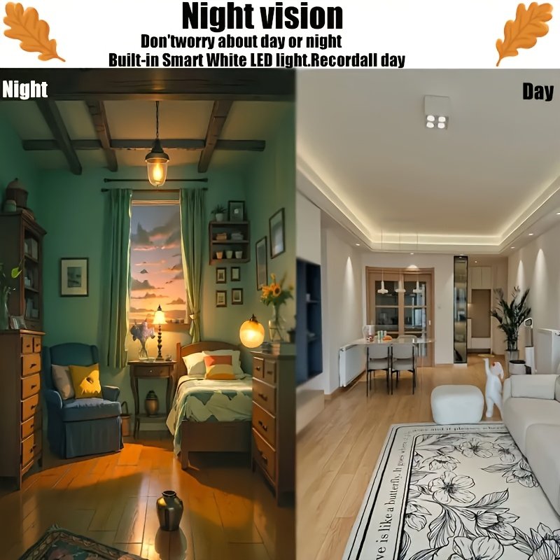 An Indoor Security Wifi Camera, Automatic Tracking, Color Night Vision Home Protection, Two-Way Audio, AI Intelligent Tracking Motion Detection, Suitable for Home Street Security And Monitoring, Can Be Used As Christmas And Halloween Gifts. - Image 12