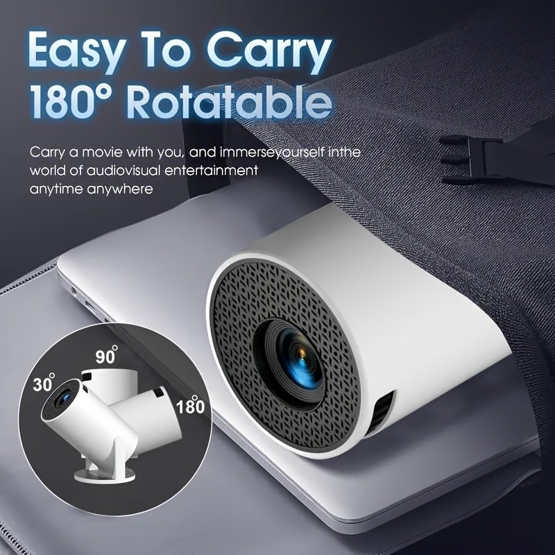 Support 1080P Smart Mini Portable Projector - European Plug, Wired Home Theater Projector, 180° Adjustable Angle, Compatible HDTV, USB, Smartphone, iPad, TV Box, Laptop-High Resolution Video Projector for Movies and Presentations - Image 7