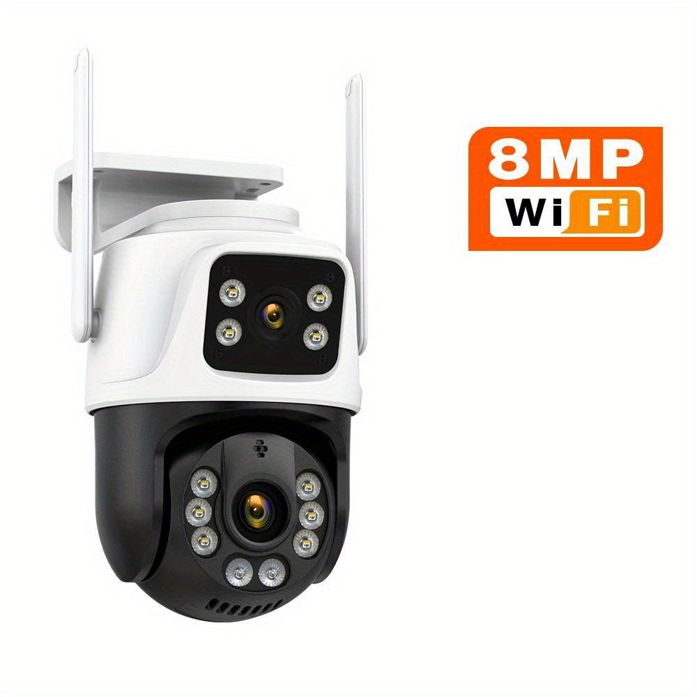 1pc 4K 8MP WiFi Security Camera, 2 Lens 4MP Total 8MP Dual Lens 2.4ghz Wireless IP Camera, Video Surveillance for Home Security CCTV Monitor, AI Human Tracking, Color Night Vision, Outdoor, Two-Way Audio, Motion Alert, Pan Tilt Rotation Icsee - Image 8