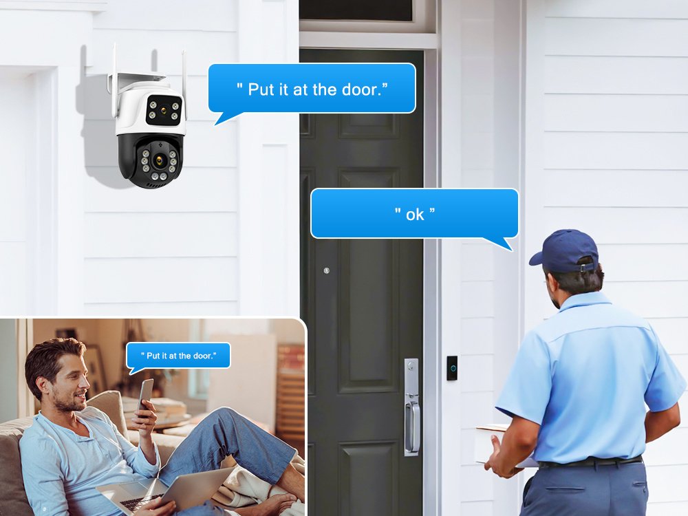 1pc 4K 8MP WiFi Security Camera, 2 Lens 4MP Total 8MP Dual Lens 2.4ghz Wireless IP Camera, Video Surveillance for Home Security CCTV Monitor, AI Human Tracking, Color Night Vision, Outdoor, Two-Way Audio, Motion Alert, Pan Tilt Rotation Icsee - Image 21